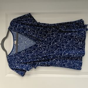 Blue Floral Wrap Top